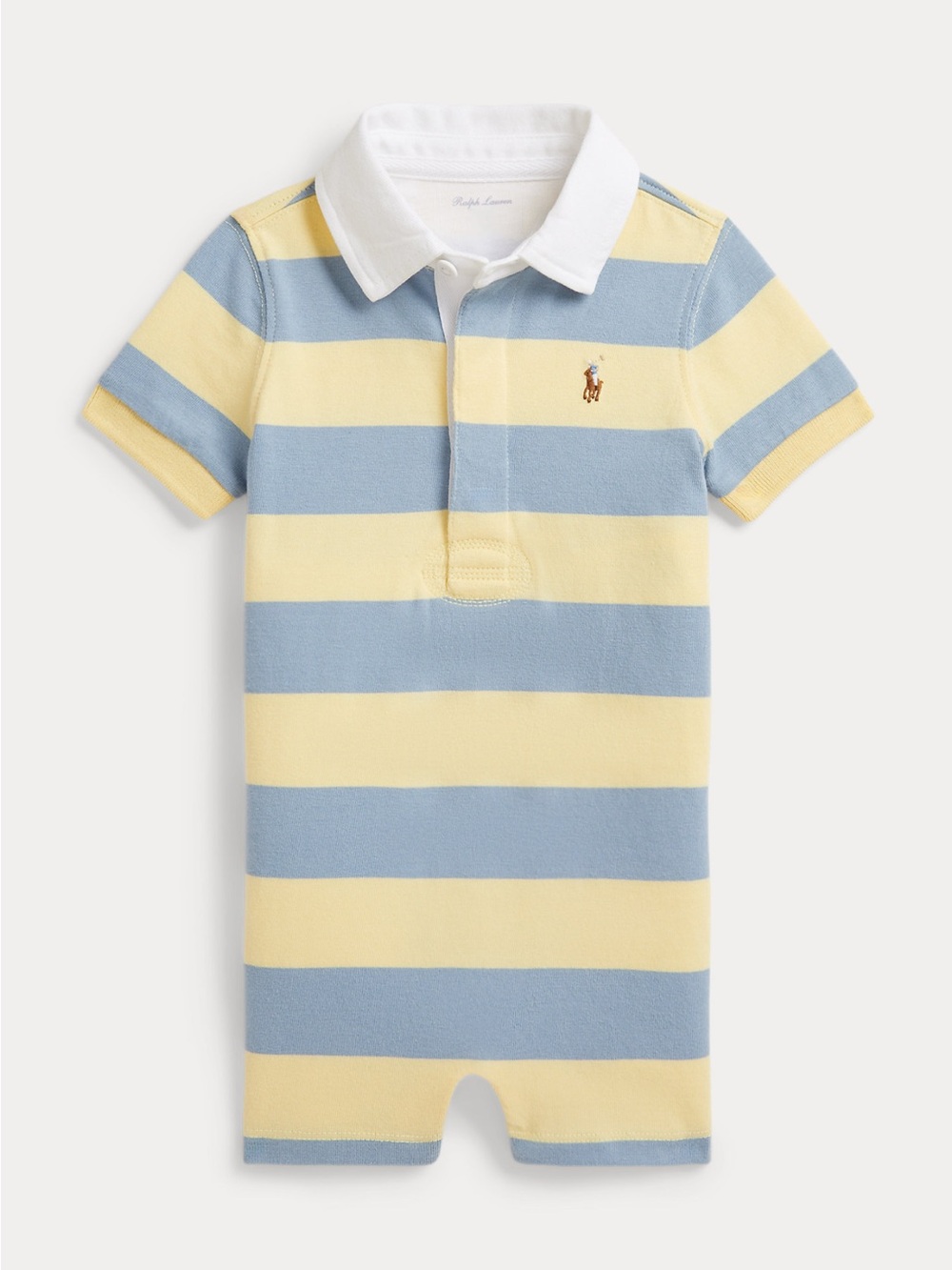 Ralph Lauren Yellow & Light Blue Striped Polo Romper